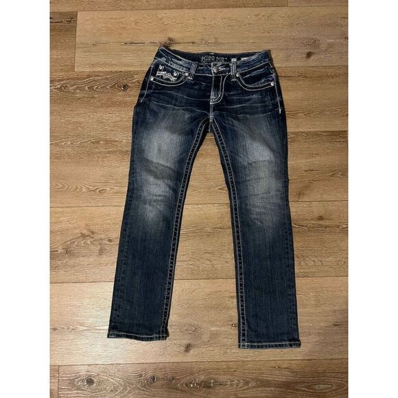 Miss Me Womens Blue Denim Straight Jeans Size 27 JE1086TN - Picture 1 of 3